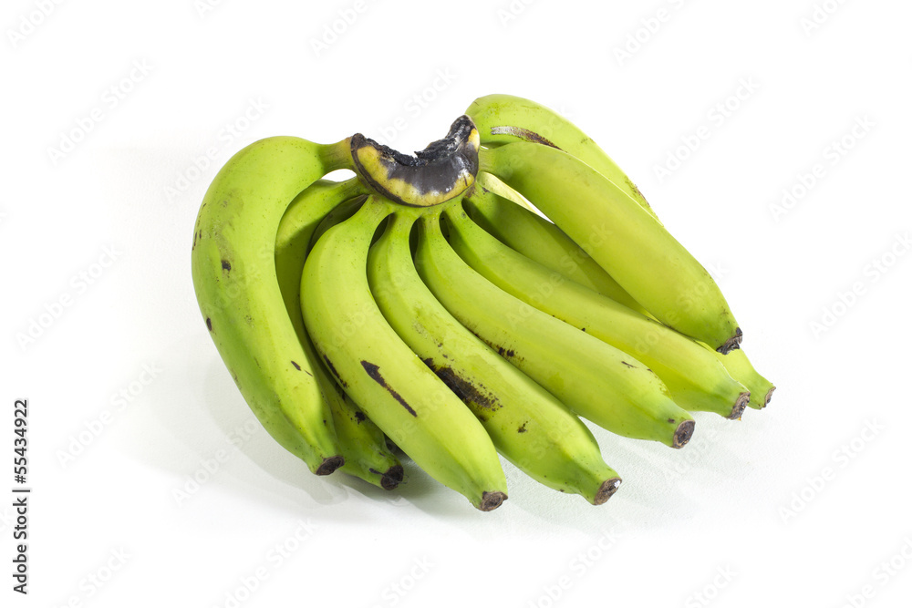 Banana green in white background