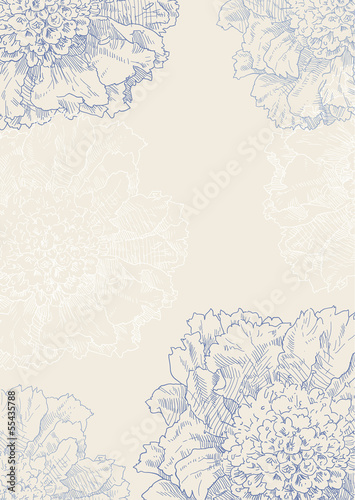 Hand drawing bridal card flower background