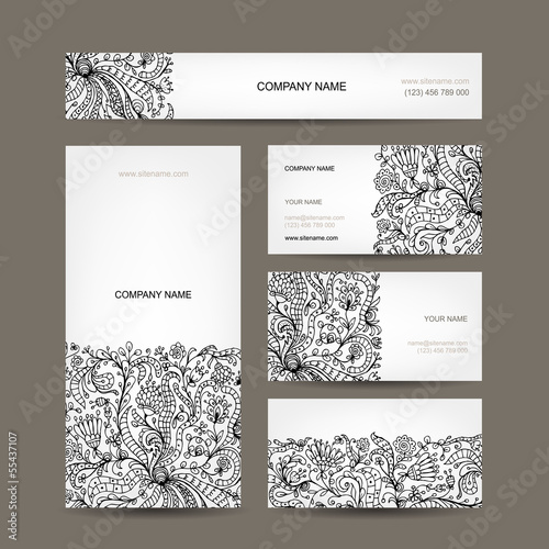 Business cards collection, floral design