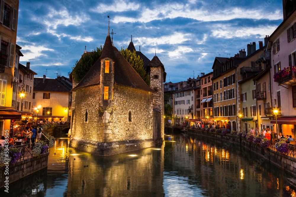 Palais de l'isle by night in Annecy - France