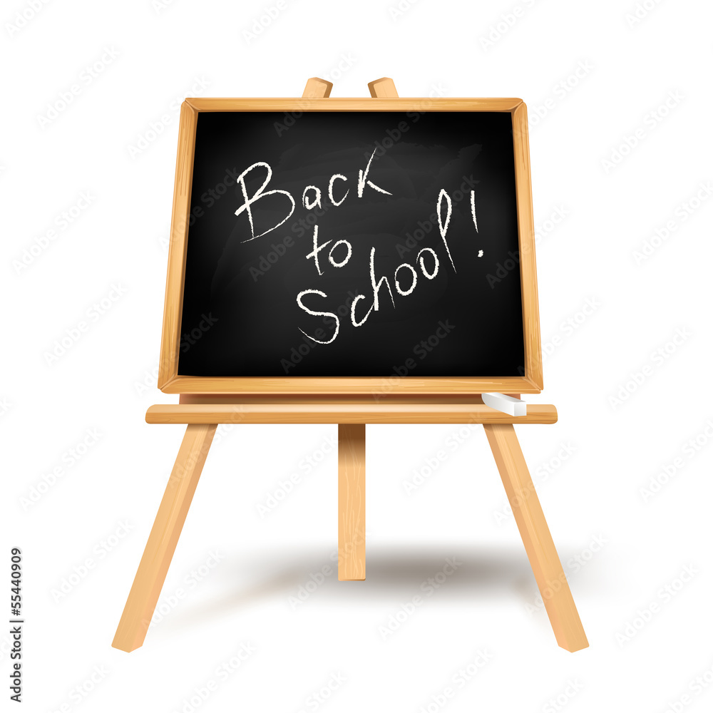 Back to school text on blackboard