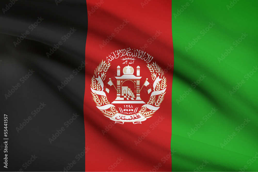 Series of ruffled flags. Afghanistan.