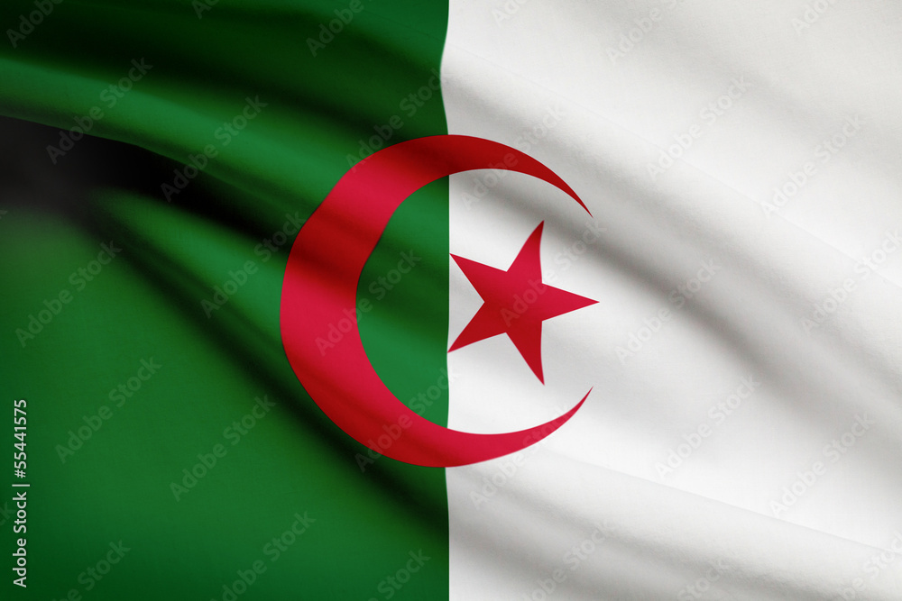 Series of ruffled flags. Algeria.
