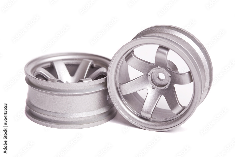 RC silver rim (Volk Racing) isolated on white background RC silver rim (Volk Racing) isolated on white background