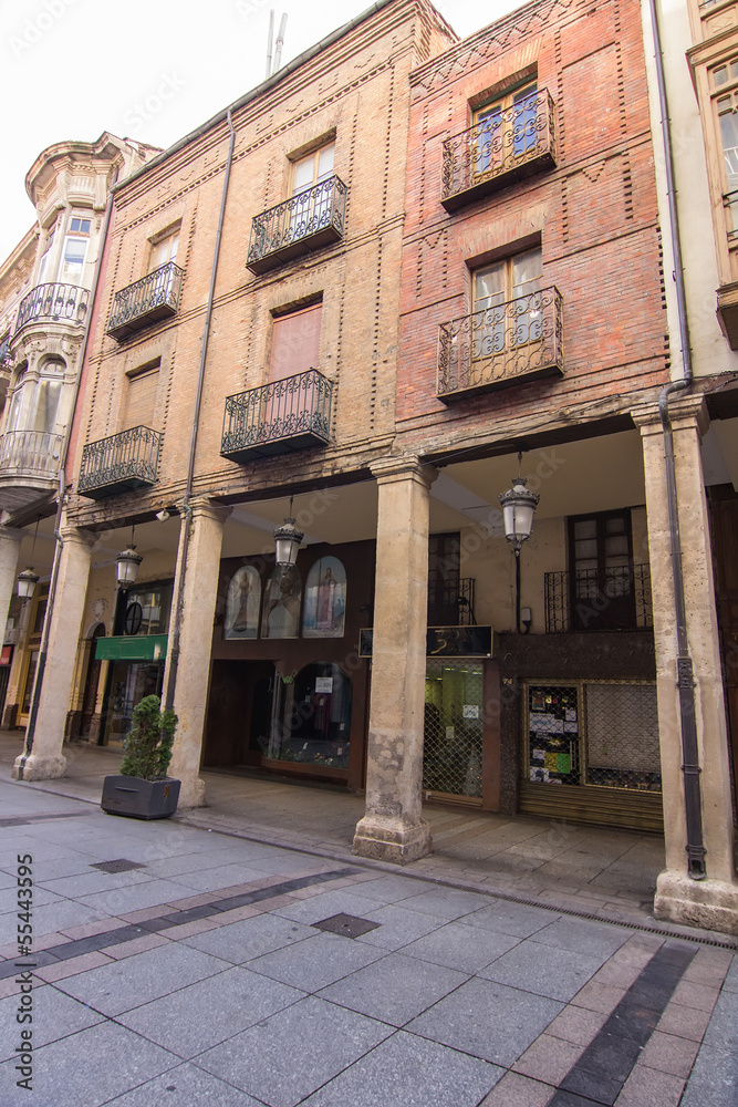 streets and buildings typical of the city of Palencia, Spain