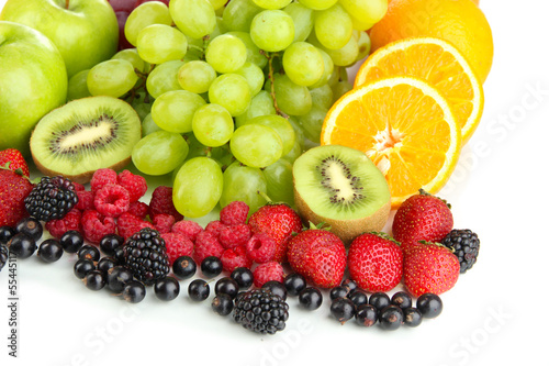 Fototapeta Naklejka Na Ścianę i Meble -  Fresh fruits and berries isolated on white