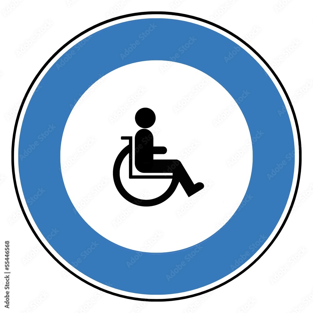 Personne handicapée en fauteuil roulant dans un panneau Personne handicapée en fauteuil roulant dans un panneau