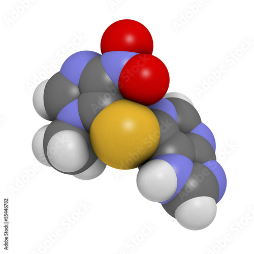 Azathioprine immunosuppressive drug, chemical structure. photo