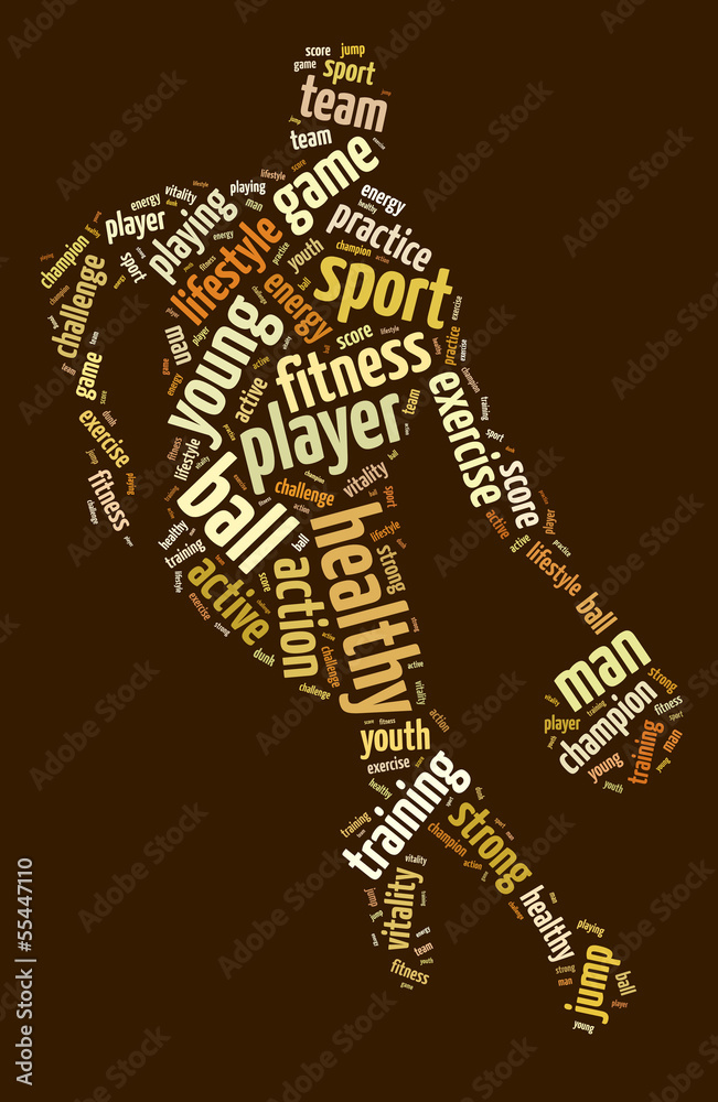Naklejka Words illustration of a man playing basketball