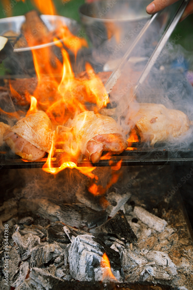 food meat - chicken and beef on party summer barbecue grill food meat - chicken and beef on party summer barbecue grill