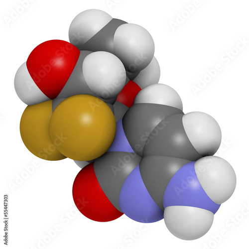 Gemcitabine cancer chemotherapy drug, chemical structure. photo