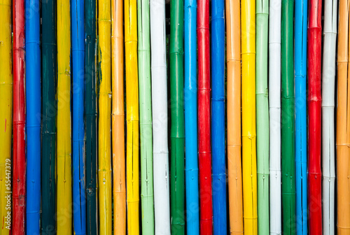 colorful bamboo  fence close up