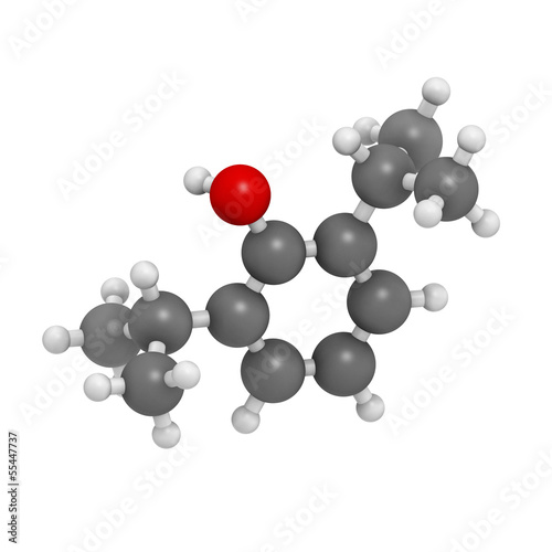 Propofol anesthetic drug, chemical structure. photo