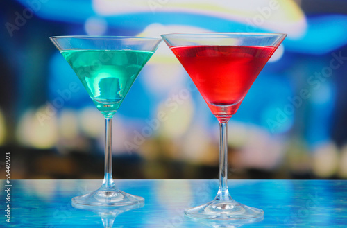 Cocktails on bright background