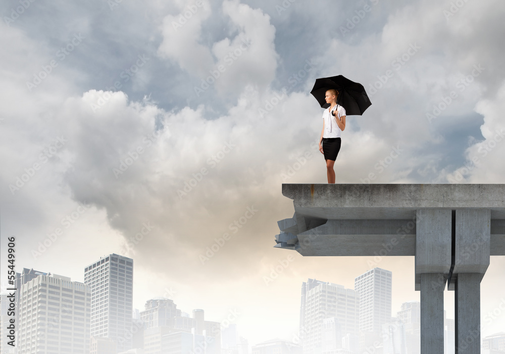 Businesswoman standing on bridge Businesswoman standing on bridge