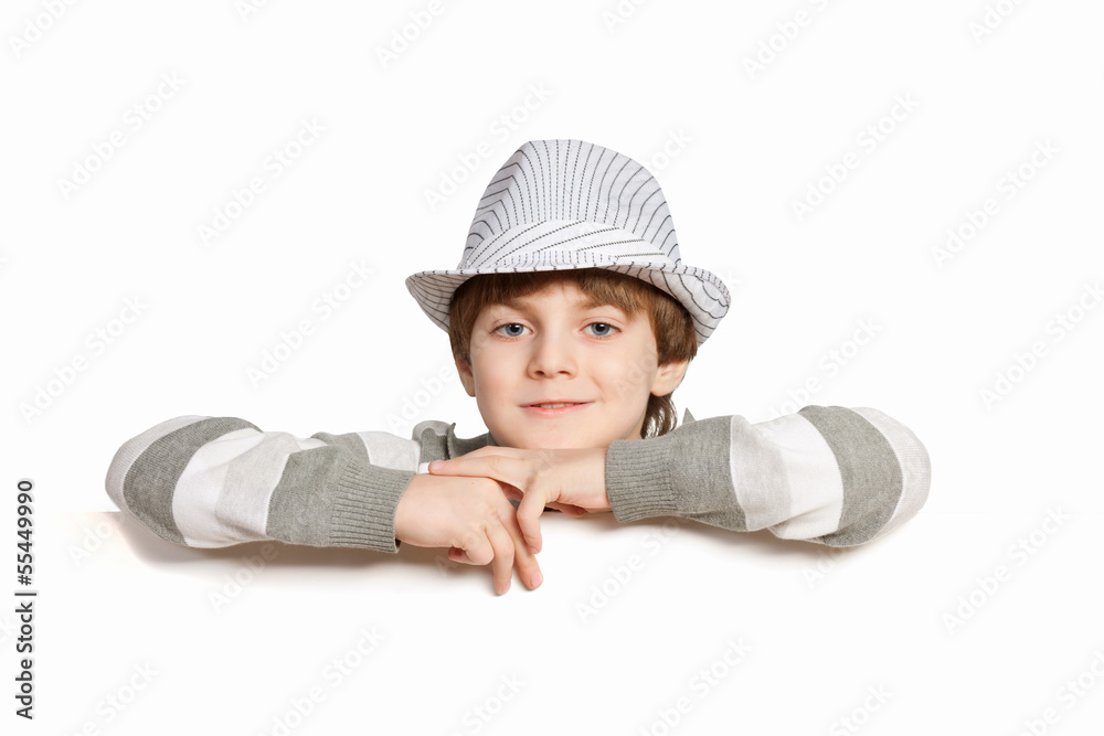 Boy with a blank billboard Boy with a blank billboard