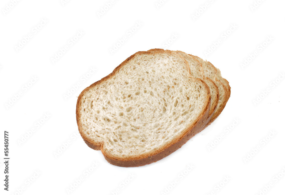 whole wheat bread isolated on white background