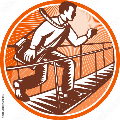 Businessman Satchel Bag Running Bridge