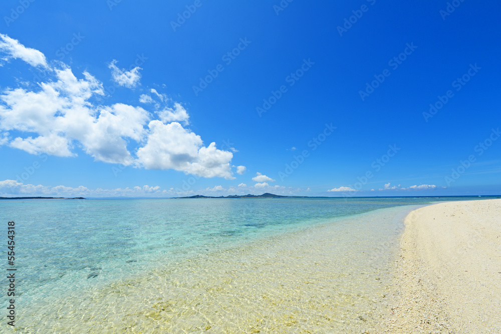 野甫島の美しい珊瑚の海と夏空