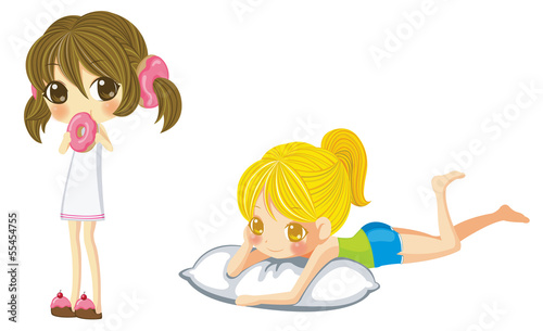 Two sprite girl set, create by vector