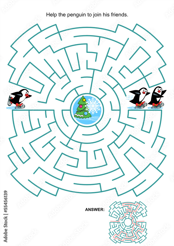 Maze game for kids - skating penguins Maze game for kids - skating penguins