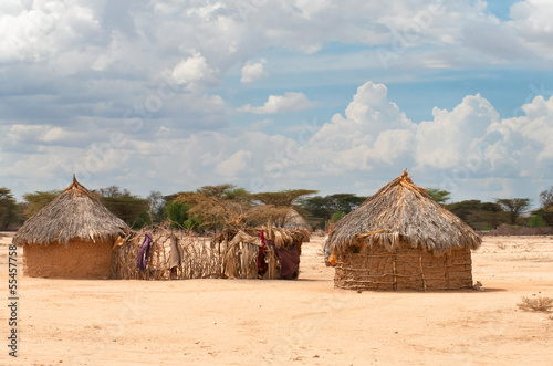 Traditional african  huts in  Kenya