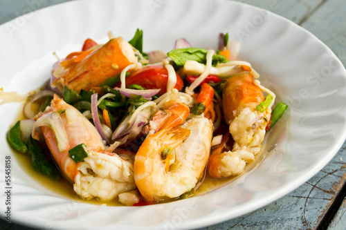 Shrimp seafood dish on the table