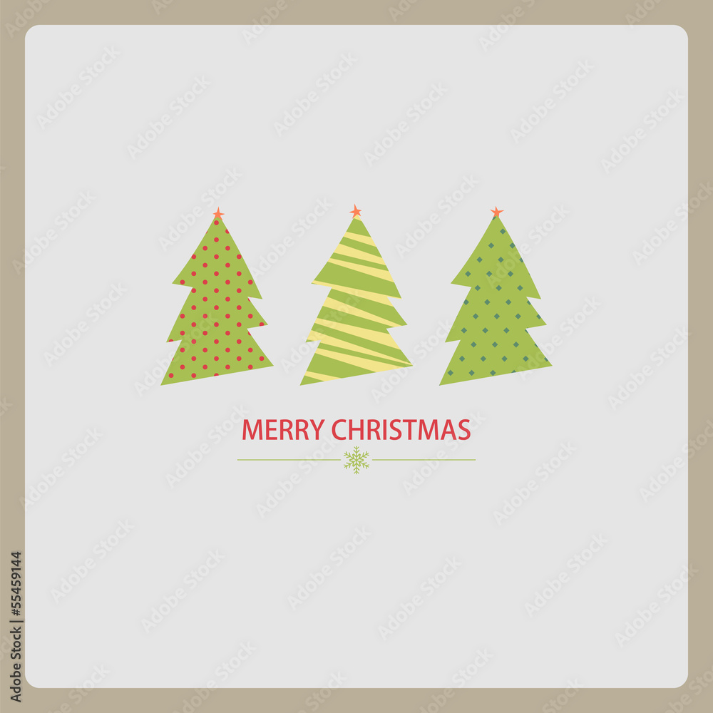Stylized Christmas and New Year card with Christmas tree