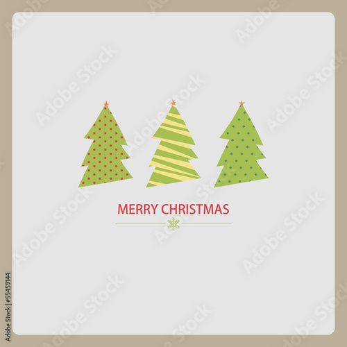 Stylized Christmas and New Year card with Christmas tree