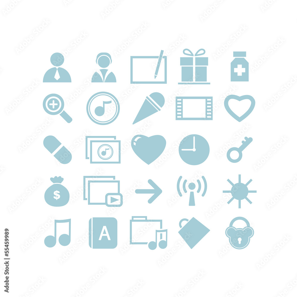 Business icon set blue Business icon set blue