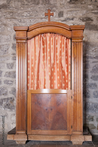 confessional in old church in Vernazza