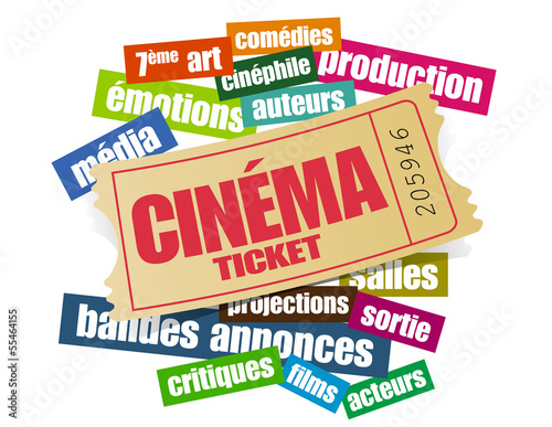 ticket et nuage de mots cinéma