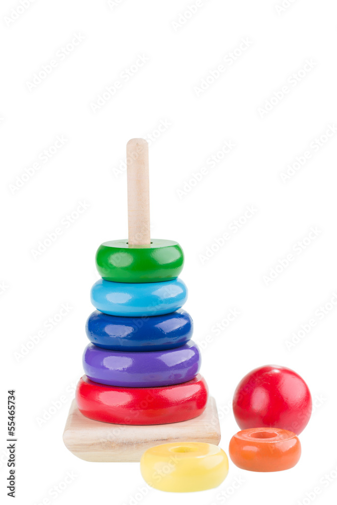 Pyramid stacking rings toy close-up Pyramid stacking rings toy close-up