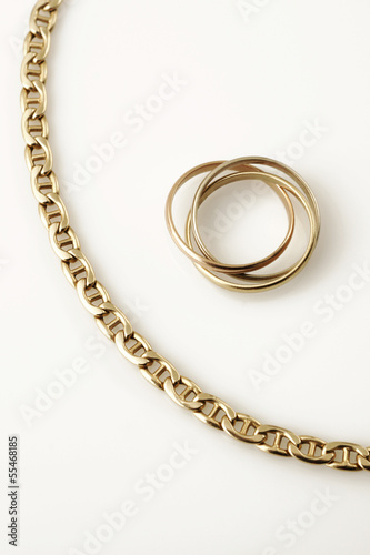 Gold necklace and ring