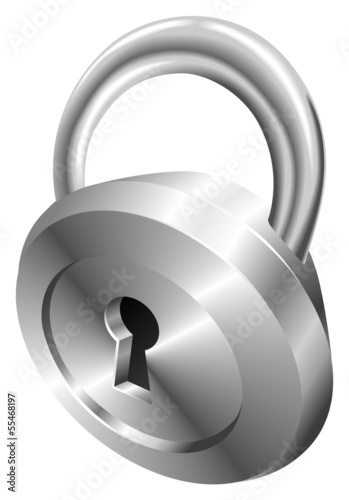 Illustration of shiny metal steel  padlock icon