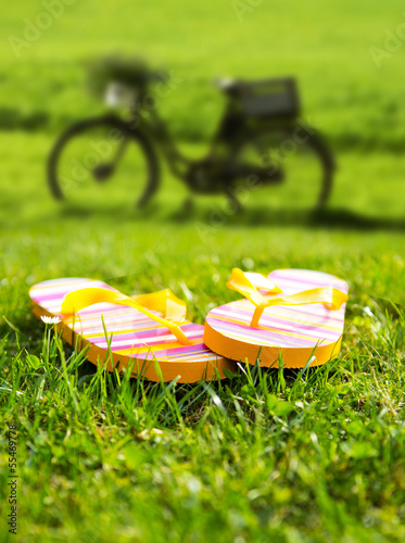 Flipflops in der Wiese