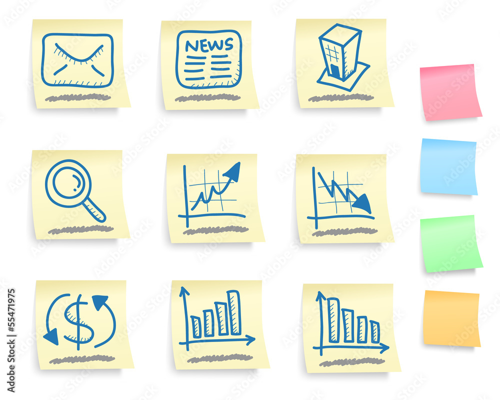 Hand drawn business icon set Hand drawn business icon set