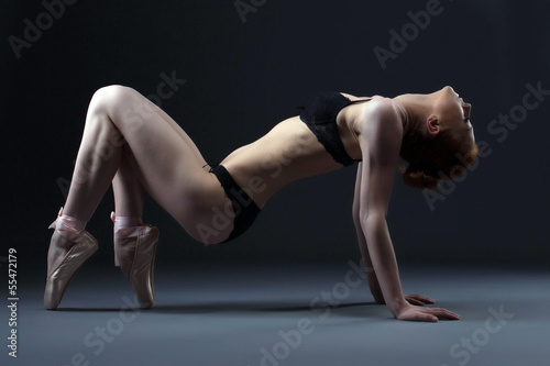 Sensual young ballet dancer posing in lingerie