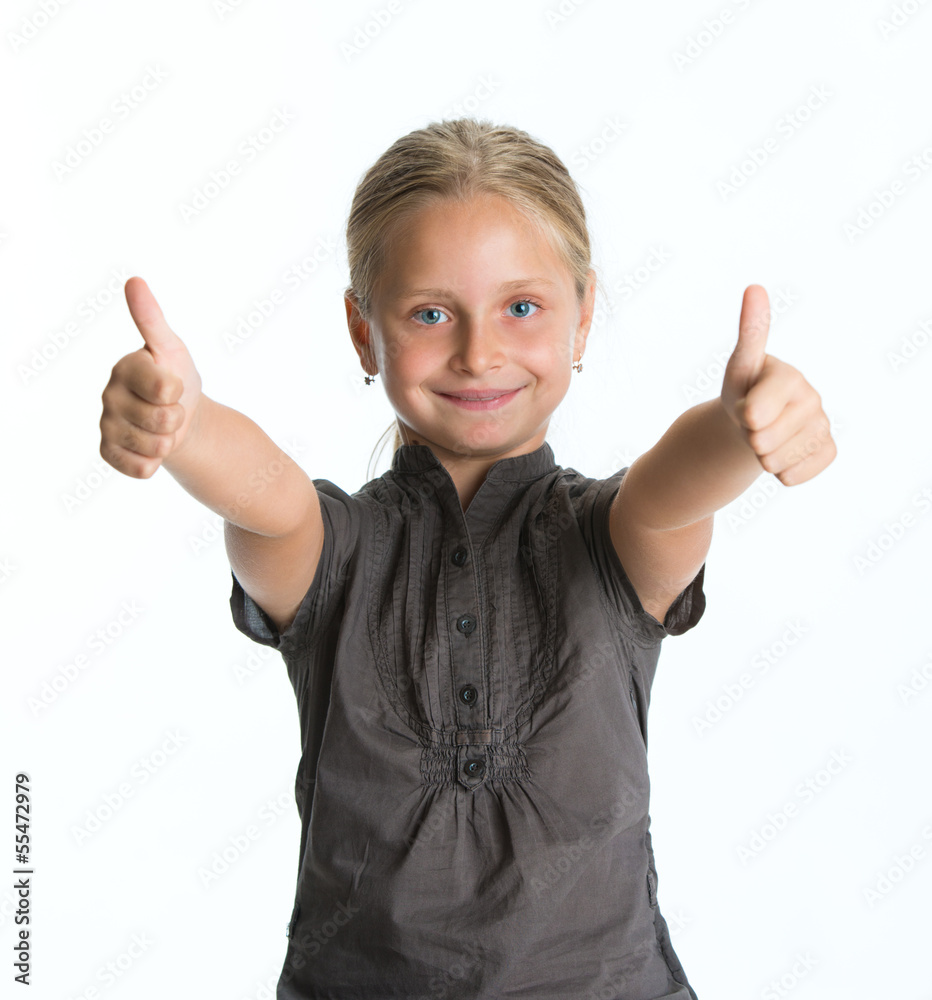 Smiling little girl showing OK sign Smiling little girl showing OK sign