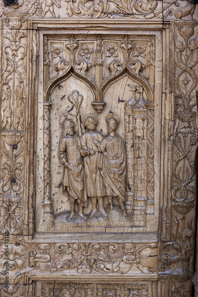 Detail of the door of Leon cathedral, Spain