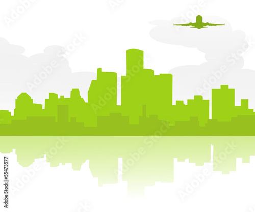 green city & green air plane