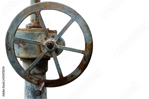 Isolated of old rusty floodgate valve