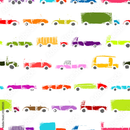 Toy cars collection  seamless pattern for your design