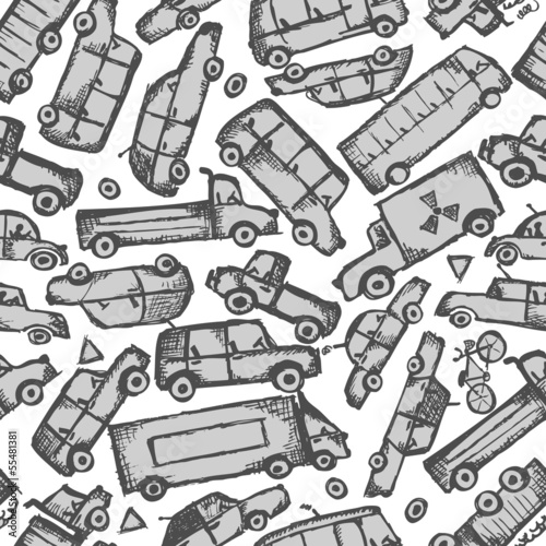 Toy cars collection, seamless pattern for your design