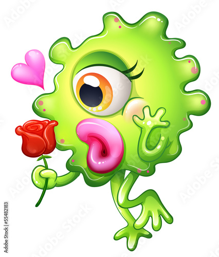 A female monster holding a rose