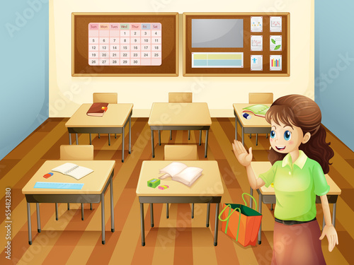 A teacher inside the classroom