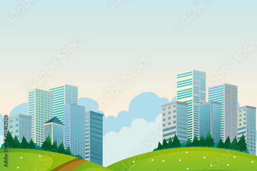 Tall buildings near the hills