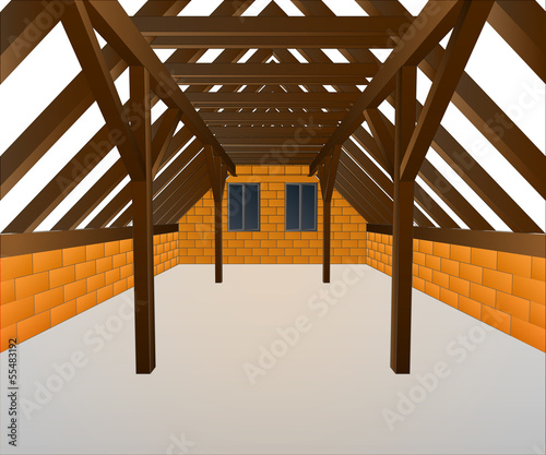 house cock loft under construction vector photo