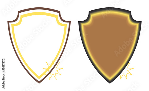 two medieval shields buttons vector illustration