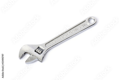 Adjustable wrench isolated on white background © jipen